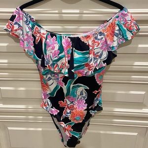 Trina Turk One piece off the shoulder swimsuit